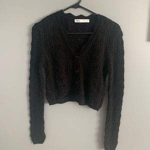 Zara Black Knit Cardigan Size S